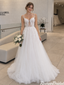 Modern Ivory Sweetheart Straps Lace Applique Tulle Wedding Dresses,WD0652