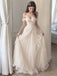 Beautiful Off-Shoulder Tulle A-Line Wedding Dresses with Classy Ruched Draping,WD0656