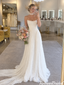 Unique White Pleated Chiffon Wedding Dresses Strapless Sleeveless Empire Waist Long Dress,WD0663