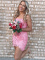 Sexy Sweetheart Sleeveless Short Mermaid Pink Lace Homecoming Dresses For Party Online, HD0899