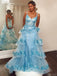 Elegant Spaghetti Strap V-neck Sleeveless Tulle Mermaid Long Prom Dresses With Trailing For Party Online, OL355