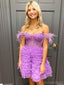 Elegant Off-shoulder Sleeveless Short Tulle A-line Homecoming Dresses For Party Online, HD0828