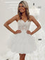 Sexy Sweetheart Sleeveless Short Tulle A-line White Homecoming Dresses For Party Online, HD0824