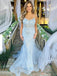 Gorgeous Spaghetti Strap Sleeveless Lace Mermaid Tulle Long Prom Dresses With Trailing For Party Online, OL348