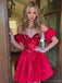 Elegant Off-shoulder Short Satin Red A-line Homecoming Dresses For Party Online, HD0800