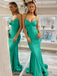 Sexy Spaghetti Strap V-neck Mermaid Satin Long Prom Dresses With Trailing For Party Online, OL333