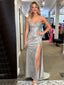 Sexy Sweetheart Sleeveless Satin Mermaid Long Prom Dresses With Side Slit For Party Online, OL353