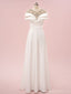 Elegant Off-shoulder Sleeveless A-line Satin White Long Prom Dresses For Party Online, OL330