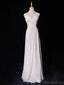 Simple Spaghetti Strap Sleeveless A-line Chiffon White Long Prom Dresses For Party Online, OL390