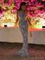 Shiny Halter Sleeveless Mermaid Sequin Evening Prom Dresses Online, OLP1091