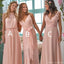 Elegant Pink Mismatched Sleeveless A-Line Long Bridesmaid Dresses Online, BG926