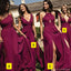 Unique Burgundy Mismatched Sleeveless Mermaid Long Bridesmaid Dresses Online, BG931