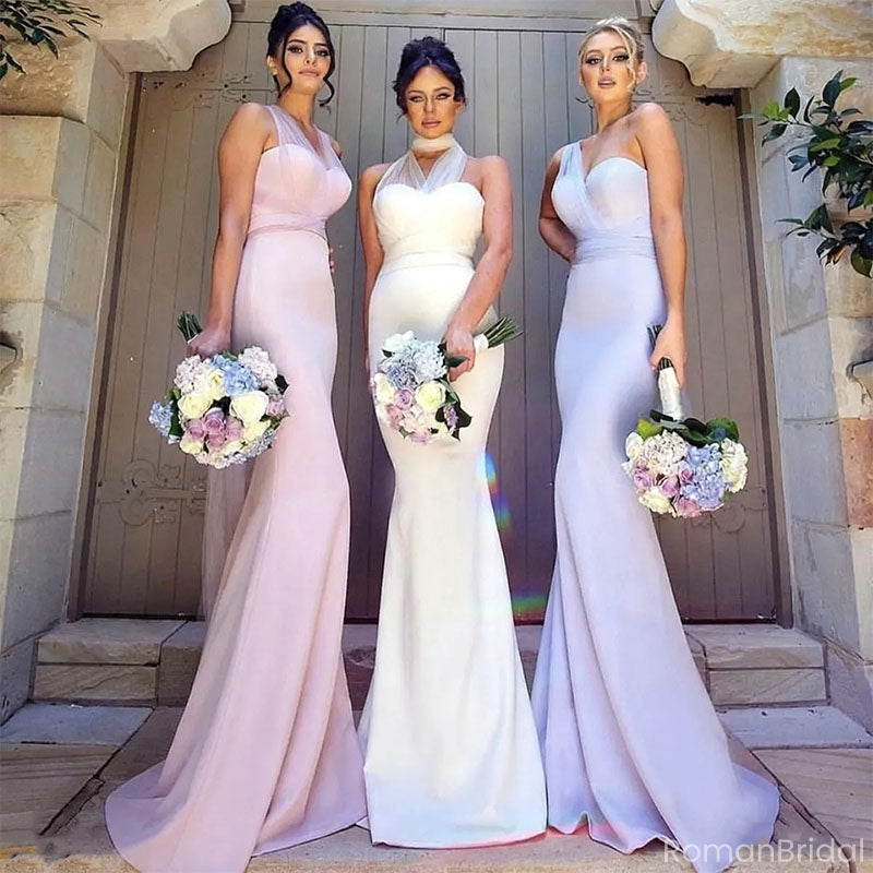 Elegant V-Neck Sleeveless Mermaid Long Bridesmaid Dresses Online, BG930