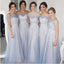 Elegant Blue Off-Shoulder Sleeveless A-Line Long Bridesmaid Dresses Online, BG927
