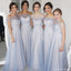 Elegant Blue Off-Shoulder Sleeveless A-Line Long Bridesmaid Dresses Online, BG927