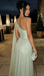 Elegant Sage Green One Shoulder Prom Dress Sequin Embroidered Sheer Mesh Gown,OLP2084