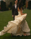 Elegant Ivory Spaghetti Strap Sleeveless Long Wedding Dresses With Sweep Trailing,WD0571