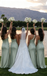 Modern Sage Green Satin One-Shoulder Bridesmaid Dresses with Elegant Side Drape,BG993