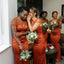Classy Burnt Orange Tulle Beautiful Long Mermaid Bridesmaid Dress,BG1000