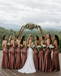 Elegant Strapless Satin Rose Gold Sweetheart Neck A-Line Bridesmaid Dress,BG974