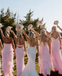 Petal Pink Chiffon Layered Bridesmaid Dresses Long Sweetheart Evening Gowns,BG948