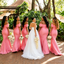 Pretty Pink Satin Bridesmaid Dress Romantic Off Shoulder Floor Length Formal,BG1005