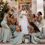 Classy Sage Green Satin Strapless Sweetheart Mermaid Bridesmaid Dresses ,BG1020