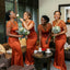 Classy Burnt Orange Tulle Beautiful Long Mermaid Bridesmaid Dress,BG1000