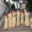 Gorgeous Mismatched Neckline Flowy Chiffon Bridesmaid Dress Collection Yellow,BG1014