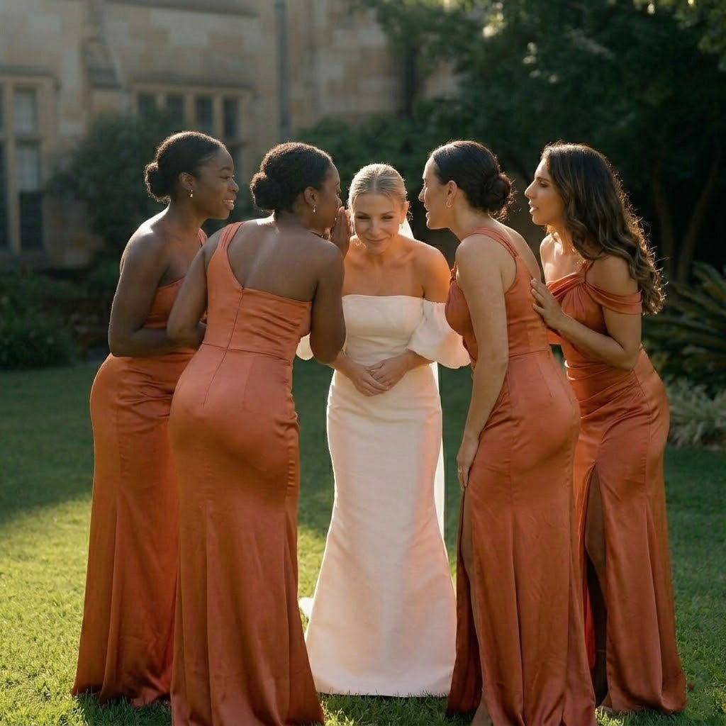 Elegant Classy Terracotta Bridesmaid Dress One Shoulder Mermaid Satin Floor Length,BG994
