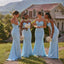 Classy Light Blue Sweetheart Mermaid Bridesmaid Dress Ruched Bodice,BG1011