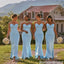 Classy Light Blue Sweetheart Mermaid Bridesmaid Dress Ruched Bodice,BG1011