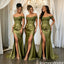Classy Olive Green Satin Bridesmaid Dress Featuring Off The Shoulder Corset Bodice,BG992