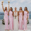 Pretty Light Pink Satin Bridesmaid Dress Collection Fancy Floor Length Gowns,BG1021