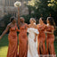 Elegant Classy Terracotta Bridesmaid Dress One Shoulder Mermaid Satin Floor Length,BG994