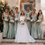 Classy Sage Green Satin Strapless Sweetheart Mermaid Bridesmaid Dresses ,BG1020