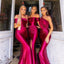 Sexy Red Mismatched Sleeveless Mermaid Long Bridesmaid Dresses Online, BG929