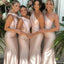 Classy Champagne One Shoulder Satin Bridesmaid Dress with Bow Knot,BG934