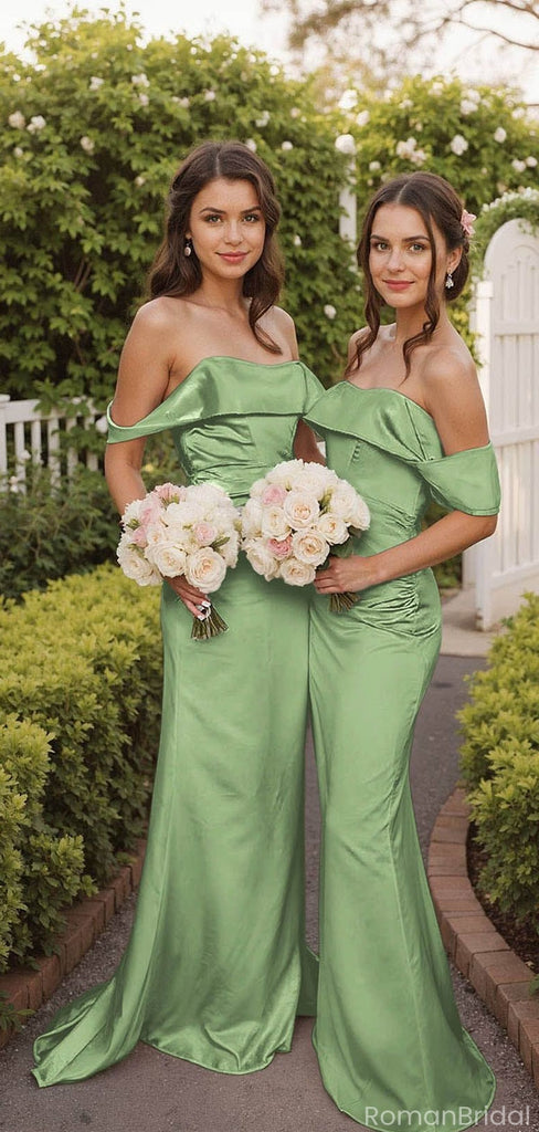 Elegant Green Sleeveless Mermaid Long Bridesmaid Dresses Online, BG919