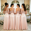 One-Shoulder Floral Lace Illusion Sweetheart Pink Satin Bridesmaid Dresses,BG967