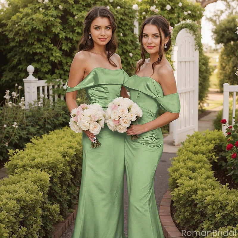 Elegant Green Sleeveless Mermaid Long Bridesmaid Dresses Online, BG919