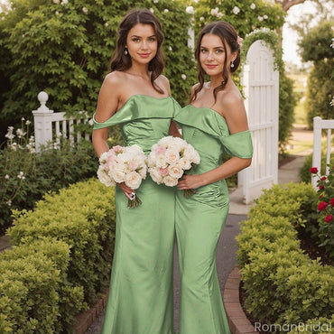 Elegant Green Sleeveless Mermaid Long Bridesmaid Dresses Online, BG919