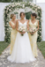 Yellow Floral Lace Bridesmaid Dresses Long V Neck Tie Shoulder Wedding Gowns,BG947