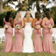 One Shoulder Ruffle Dusty Rose Mermaid Bridesmaid Dress Long Satin Gown Modern,BG941