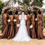 Unique Chocolate Brown Satin Bridesmaid Dresses One Shoulder Mermaid Silhouette,BG975