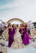 Elegant Mismatched Purple Sleeveless A-Line Long Bridesmaid Dresses Online, BG902