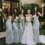 Elegant Blue Scoop Neck Sleeveless Sheath Bridesmaid Dress with Tulle Skirt,BG1015