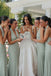 Modern Sage Green Halter Pleated Chiffon Floor-Length Bridesmaid Dress with Open Back,BG1024