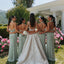Modern Sage Green Halter Pleated Chiffon Floor-Length Bridesmaid Dress with Open Back,BG1024