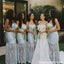 Elegant Blue Scoop Neck Sleeveless Sheath Bridesmaid Dress with Tulle Skirt,BG1015